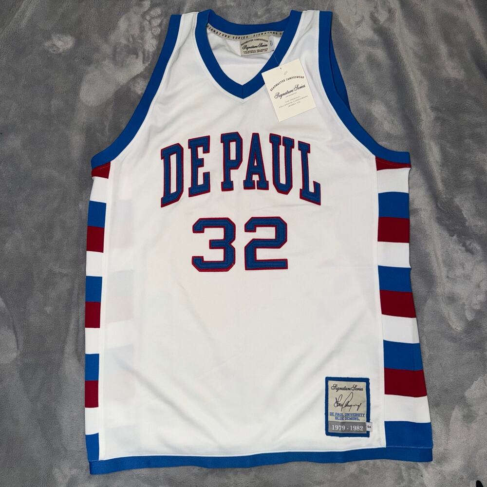 DePaul Blue Demons #32 Cummings Signature Series Throwback Jersey Size 54 NWT